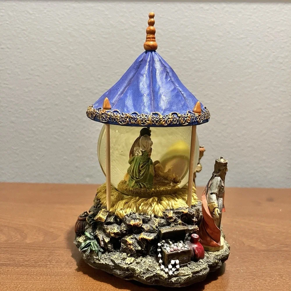 Fontanini Renaissance Nativity Musical Glitterdome 2005 We 3 Kings RARE MODEL‎